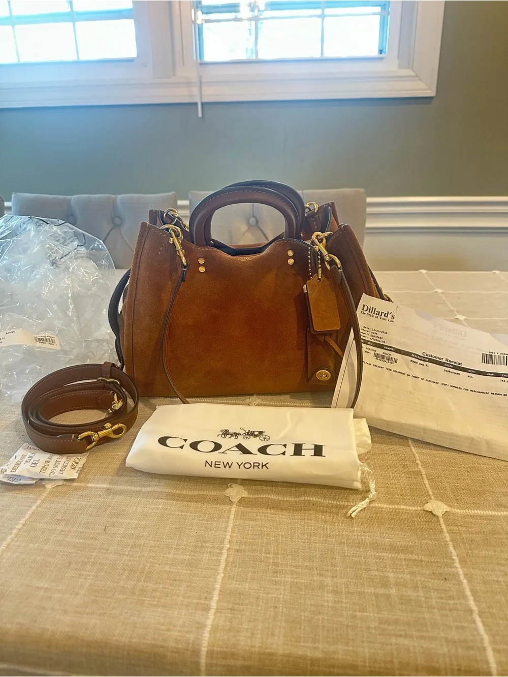 100% Coach Rogue Bag 31 Suede Leather Warm Brown Mint Condition Receipt - Picture 1 of 16